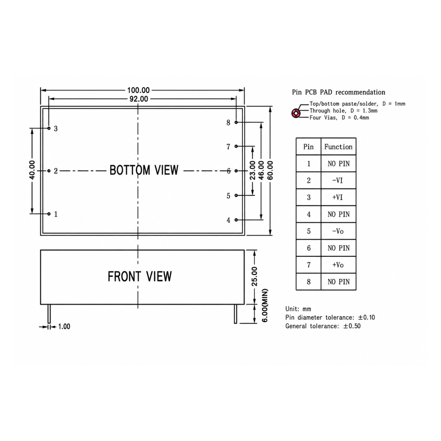 GH25(40)-V2Sxx-S-UL DC-DC Power Supply Module – Ultra Wide Input, Isolated Single Output - Image 3
